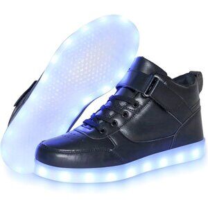 ⚡Unisex Black High Top Light Up Shoes USB Charging Glowing Luminous LED Sneakers